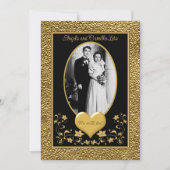 50e Jubileum, Gold Heart Invitation 2 - Zwart Kaart (Voorkant)