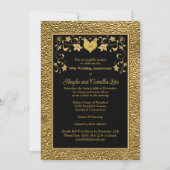 50e Jubileum, Gold Heart Invitation 2 - Zwart Kaart (Achterkant)