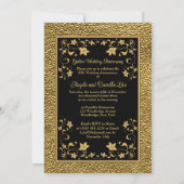 50e Jubileum, Gold Heart Invitation - Zwart Kaart (Achterkant)