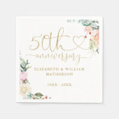 50e Jubileum Gold Heart Rozen Floral Servet (Voorkant)