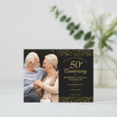 50e Jubileum Gold Hearts 2 Foto Opslaan datum Aankondigingskaart (Staand voorkant)