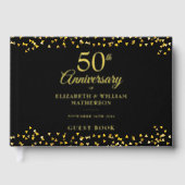50e Jubileum Gold Hearts Confetti Gastenboek (Voorkant)