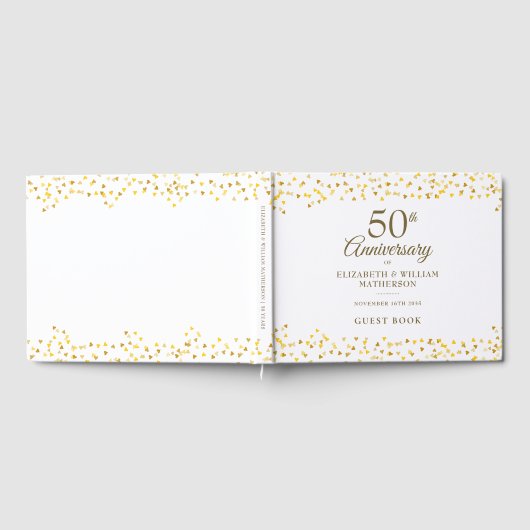 50e Jubileum Gold Hearts Confetti Gastenboek (Volledig)