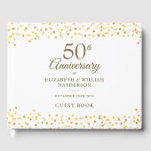 50e Jubileum Gold Hearts Confetti Gastenboek (Voorkant)