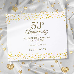 50e Jubileum Gold Hearts Confetti Gastenboek
