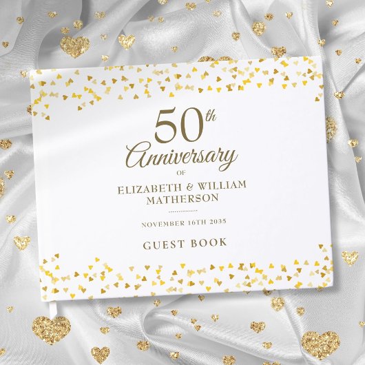 50e Jubileum Gold Hearts Confetti Gastenboek