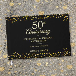 50e Jubileum Gold Hearts Confetti Gastenboek