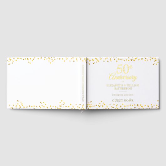 50e Jubileum Gold Hearts Confetti Gastenboek (Volledig)