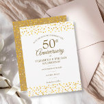 50e Jubileum Gold Hearts Confetti Save The Date<br><div class="desc">Met een delicaat gouden liefde hartenbekentenis. Pas je aan met je speciale vijftig jaar gouden verjaardag,  sla je de datuminformatie op in het schrift. Ontworpen door: Thisnotme©</div>