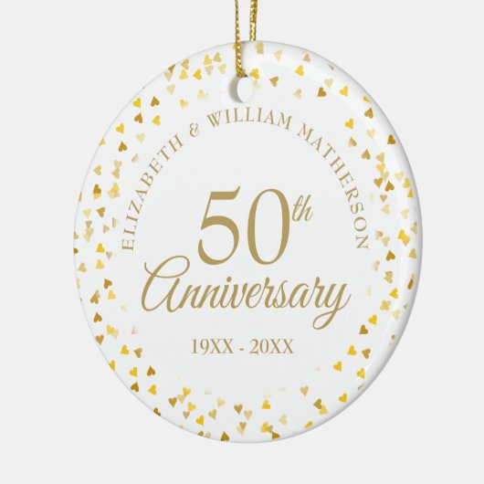 50e Jubileum Gold Hearts Keramisch Ornament (Links)