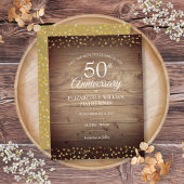 50e Jubileum Gold Hearts Rustic Save the Date Aankondigingskaart
