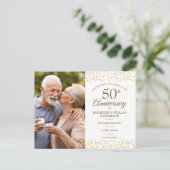 50e Jubileum Gold Hearts Save the Date 2 Photo Aankondigingskaart (Staand voorkant)