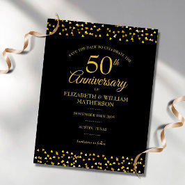 50e Jubileum Gold Hearts Save the Date Aankondigingskaart