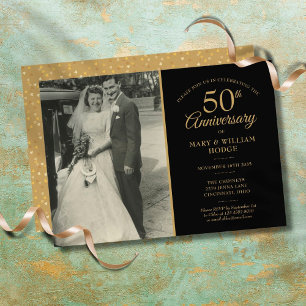 50e Jubileum Gold Hearts Wedding Foto Kaart