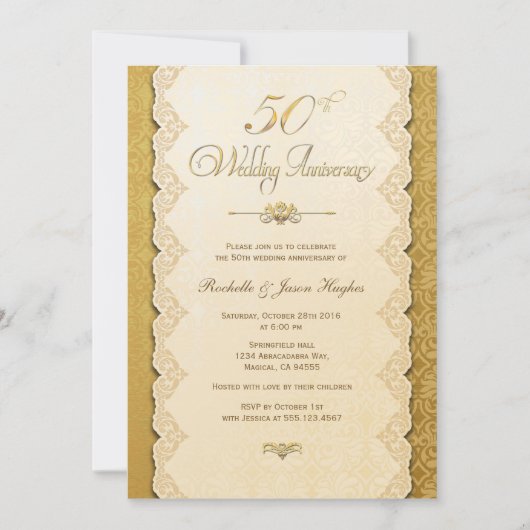 50e Jubileum Gold Invitation Kaart (Voorkant)