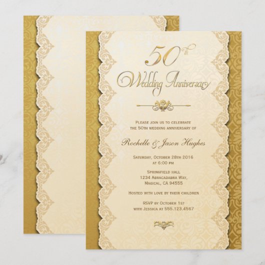 50e Jubileum Gold Invitation Kaart (Voorkant / Achterkant)