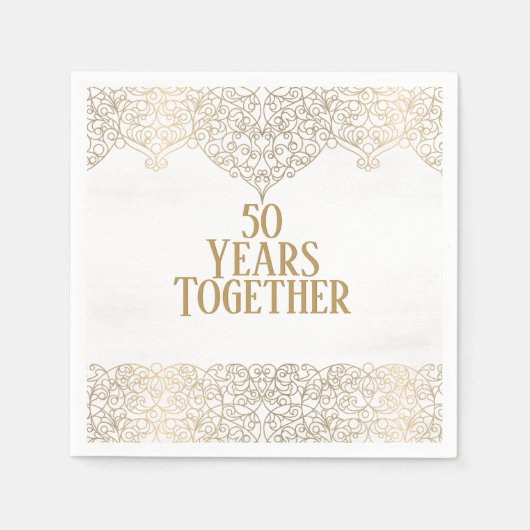50e Jubileum Gold Lace op wit Servet (Voorkant)