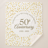 50e Jubileum Gold Love Hearts Confetti Sherpa Deken (Voorkant)