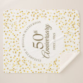 50e Jubileum Gold Love Hearts Confetti Sherpa Deken (Voorkant (horizontaal))
