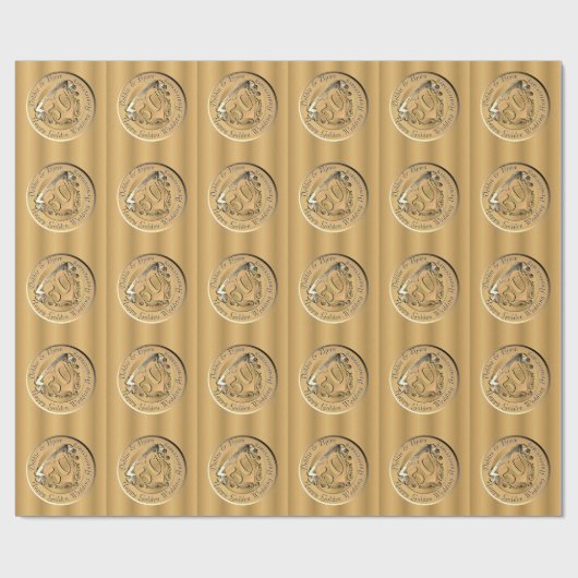 50e Jubileum Gold Medal Wrapping Paper Cadeaupapier (Vlak)