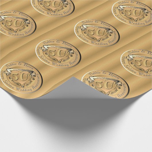 50e Jubileum Gold Medal Wrapping Paper Cadeaupapier (Hoek)