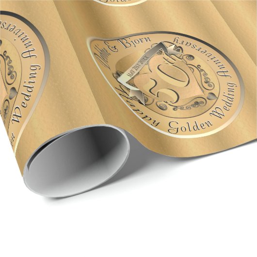 50e Jubileum Gold Medal Wrapping Paper Cadeaupapier (Rol Hoek)