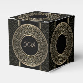 50e Jubileum Gold Medallion Cube Favor Box Bedankdoosjes (Voorkant Zijde)