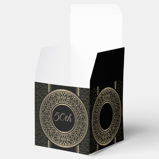 50e Jubileum Gold Medallion Cube Favor Box Bedankdoosjes (Geopend)