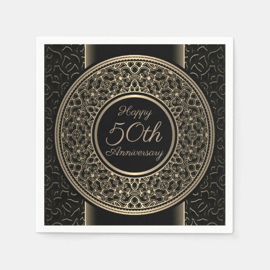 50e Jubileum Gold Medallion Paper Napkins Servet (Voorkant)