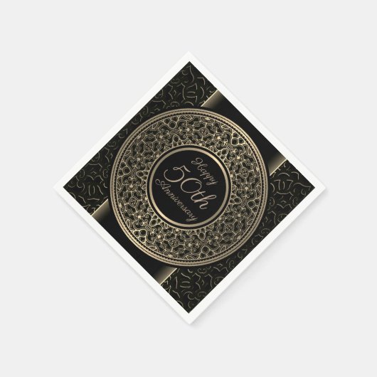 50e Jubileum Gold Medallion Paper Napkins Servet (Hoek)