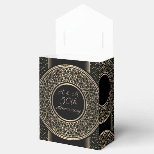 50e Jubileum Gold Medallion Tent Favor Box Bedankdoosjes (Geopend)