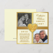 50e Jubileum - Gold Photo-uitnodigingen Kaart (Voorkant / Achterkant)