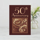 50e Jubileum GOLD-Rozen Kaart (Staand voorkant)