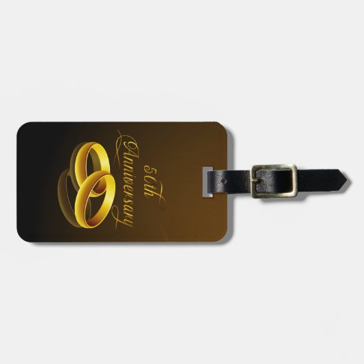 50e Jubileum | Gold Script Bagagelabel (Voorkant horizontaal)