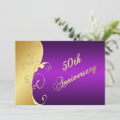 50e Jubileum Gold Scroll met Paars Kaart (Staand voorkant)