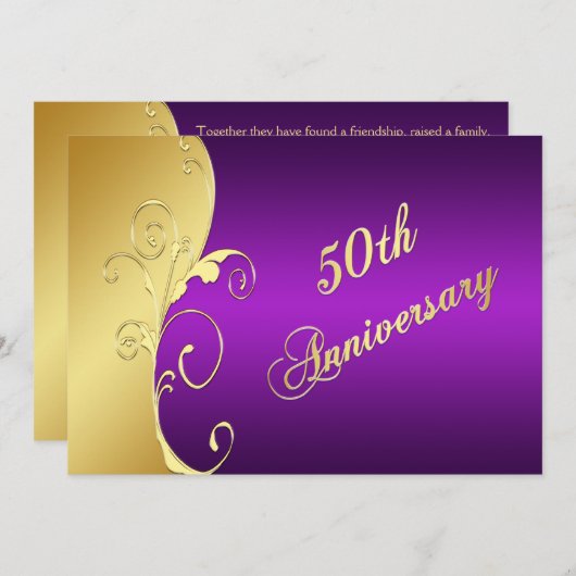 50e Jubileum Gold Scroll met Paars Kaart (Voorkant / Achterkant)