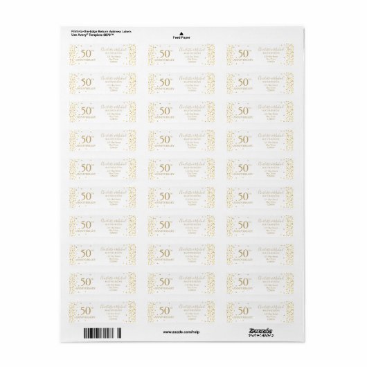 50e Jubileum Gold Signature Return Address Etiket (Full Sheet)