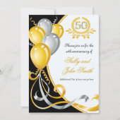 50e Jubileum Gold & Silver Birthday Invitation Kaart (Voorkant)