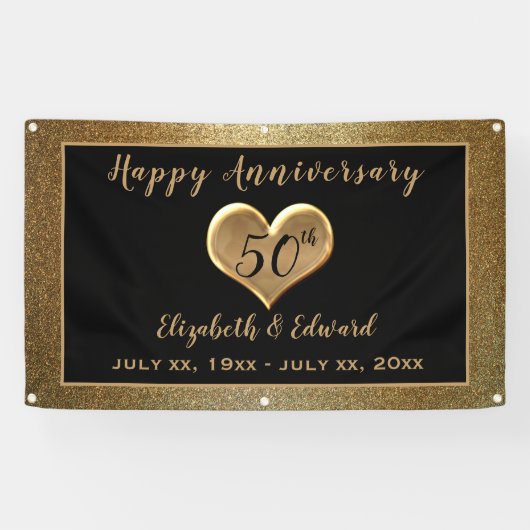 50e Jubileum Gold Sparkle - Hanging Banner (Horizontaal)
