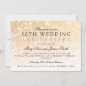 50e Jubileum Gold Sparkle Lights Kaart (Voorkant)