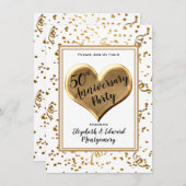 50e Jubileum Gold Sparkle - partijuitnodiging Kaart (Voorkant / Achterkant)