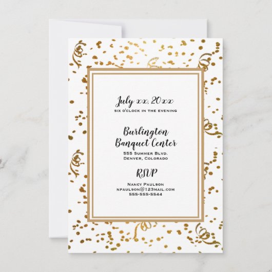 50e Jubileum Gold Sparkle - partijuitnodiging Kaart (Achterkant)