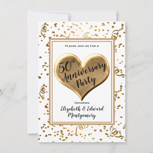 50e Jubileum Gold Sparkle - partijuitnodiging Kaart (Voorkant)