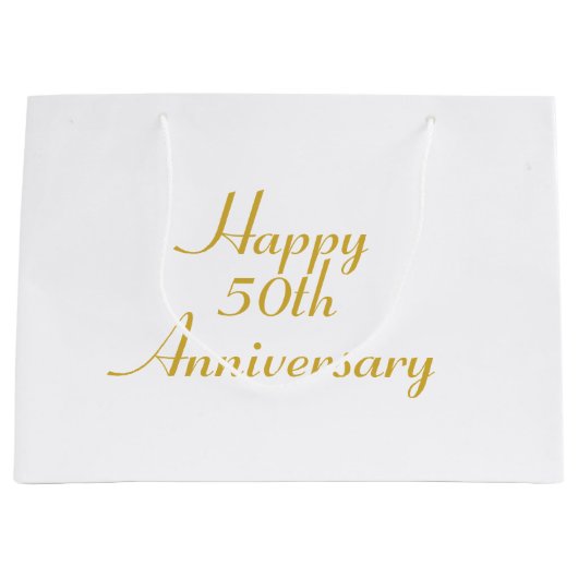 50e Jubileum Gold Text Sjabloon Gift Bag Large Cadeautasje (Voorkant)