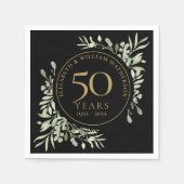 50e Jubileum Gold Waterverf Greenery Leaves Servet (Voorkant)