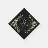 50e Jubileum Gold Waterverf Greenery Leaves Servet (Hoek)