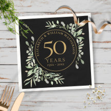 50e Jubileum Gold Waterverf Greenery Leaves