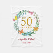 50e Jubileum Golden Floral Butterfly Wreath Fleece Deken (Voorkant)