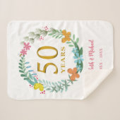50e Jubileum Golden Floral Butterfly Wreath Sherpa Deken (Voorkant (horizontaal))