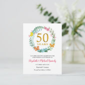 50e Jubileum Golden Floral Save the Date Aankondigingskaart (Staand voorkant)